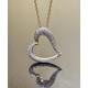 Yellow Gold Pave Diamond Heart Necklace - Handmade Plated Sterling Silver Drop