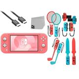 Pre-Owned Nintendo Switch Lite Pink Bolt Axtion Bundle with Accessories (Refurbished: Good)