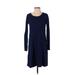 Velvet by Graham & Spencer Casual Dress - A-Line Scoop Neck Long sleeves: Blue Color Block Dresses - Women's Size X-Small