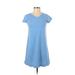 Lauren James Casual Dress - A-Line: Blue Solid Dresses - Women's Size X-Small