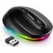 Wireless Mouse Rechargeable Light Up Mouse for Laptop Small Cordless Mice with Quiet Click Rainbow Lights