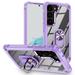 ELEHOLD Rugged Clear Case for Samsung Galaxy S23 Plus 6.6 Hybrid Hard PC Crystal Clear Back+Soft TPU Shockproof Design Slim Lightweight Case with Metal Ring Holder Kickstand for Samsung S23+ Purple