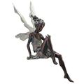 Sitting Fairy Statue Fountain Pond Ledge Fairy with Wing Garden Statues Home Shelf Figurine Backyard Patio Weatherproof Sculpture Brown