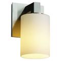 Justice Design FSN-8921-10-OPAL-ABRS Fusion Modular - 1 Light Wall Sconce with Cylinder/Flat Rim Opal Glass Shade Antique Brass Incandescent Brushed Nickel Finish