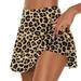 JWZUY Tennis Skirts for Women Golf Athletic Activewear Skirts Mini Summer Workout Running Shorts Leopard Print Summer Shorts Brown S