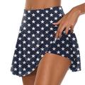 JWZUY Women Tennis Skirt Short High Waisted Athletic Golf Skirts Workout Sports Skirts Pants Polka Dot Print Skirts Navy L