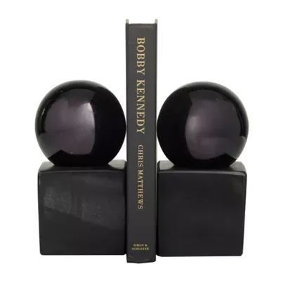 Cosmoliving By Cosmopolitan Modern Marble Bookends - Set Of 2, Black