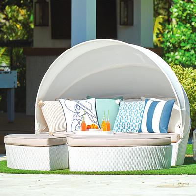 Baleares Daybed in White - Quick Dry, Dove - Frontgate