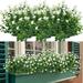 12 Bundles Outdoor Artificial Flowers UV Resistant Fake Boxwood Plants Faux Plastic Greenery for Indoor Outside Hanging Plants Garden Porch Window Box Home Wedding Farmhouse Decor (White)