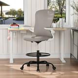 Drafting Chair Tall Office Chair Computer Standing Desk Chair Office Drafting Chair with Lumbar Support and Adjustable Footrest Ring Light Gray