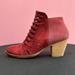 Free People Shoes | Free People Red Braided Distressed Suede Ankle Bootie, Nwot | Color: Red | Size: 38eu