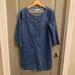 Madewell Dresses | Madewell Blue Denim Jean Three Quarter Sleeve Midi Frayed Hem Dress | Color: Blue | Size: M