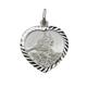 Solid 925 Sterling Silver 20mm Heart Diamond Cut St Christopher Pendant Medal With Optional 1.2mm Wide Diamond Cut Curb Chain In Gift Box (available in 12" to 24")