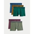 M&S Boys 5pk Cotton Rich Striped Trunks (5-16 Yrs) - 11-12 - Multi/Brights, Multi/Brights