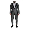 Dolce & Gabbana , Silver Patterned Formal 2 Piece Martini Suit ,Gray male, Sizes: L