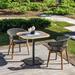 SHINYOK Square 2 - Person 27.56" Long Teak Bistro Set Wood/Stone/Concrete/Teak in Brown/Gray/White | 27.56 W x 27.56 D in | Outdoor Furniture | Wayfair