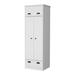 Linch Armoire with Hinged Drawer, Double Door Cabinet and 1-Drawer, White - FM Furniture FM9025CLB