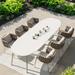 Hokku Designs Adelaar Oval 6 Person 70.86" Outdoor Dining Set w/ Cushions Stone/Concrete in Gray/White | 70.86 W x 35.43 D in | Wayfair