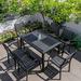 Wildon Home® Guththorm Rectangular 6 - Person 47.24" Long Aluminum Outdoor Dining Set Wood/Plastic/Metal in Black/Brown | 47.24 W x 31.49 D in | Wayfair