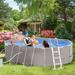 Outsunny 14' x 10' x 3' Above Ground Swimming Pool, Non-Inflatable Rectangular Steel Frame Pool with Filter Pump