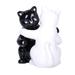 Hugging Kitty Cats Ceramic Salt and Pepper Shakers Black and White Magnetic - Black,White