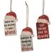 Blitzened Tag Ornament 3 Asstd. - 3.75" high by 2.25" wide by .25" deep.