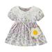 ZRBYWB Toddler Girls Dresses Short Sleeve Floral Print Lace Ruffles Princess Dress Dance Party Dresses Clothes Party Dress