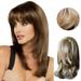 Pjtewawe wig fashion natural light brown straight wig for women elegant wigs middle length hair