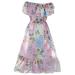 ZRBYWB Girls Dresses Chiffon Dress Summer Foreign Style Mid Length Beach Children s Off Shoulder Floral Dress For Big Children Is Suitable As Flower Girl Wedding Dress Party Dress