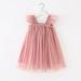 Herrnalise Girls and Toddler s dress Cute Flutter-Sleeve Halter Dress Mesh Camisloe Dress Fashion Ruffler Bandeau for 6Months-5Years old girls Pink