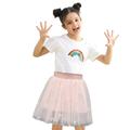 IROINNID Mini Tutu Skirt For Girl Summer Half Body Skirt Gauze Skirt Princess Skirt Versatile Embroider Short Solid Skirt Pink