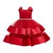 ZRBYWB Children s Dress Princess Dress Girls Beaded Bow Knot Puff Cake Dress Big Children s Festival Party Dress