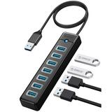 ORICO 7 Port USB Splitter 5Gbps USB Hub for Laptop USB Hub 3.0 High Speed USB Port Extender Multi Port Adapter with 1.64ft Long Cable