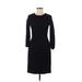 J.Crew Cocktail Dress - Sheath Crew Neck 3/4 sleeves: Black Print Dresses - Women's Size 4