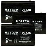3x Pack - Compatible CYBERPOWER CP1500AVRLCD Battery - Replacement UB1270 Universal Sealed Lead Acid Battery (12V 7Ah 7000mAh F1 Terminal AGM SLA) - Includes 6 F1 to F2 Terminal Adapters