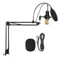 Studio Recording Condenser Microphone Kit with Shock Mount + Flexible Scissor Arm Stand + Filter + Windscreen + Connection Cable for Network Broadcasting Online Singing