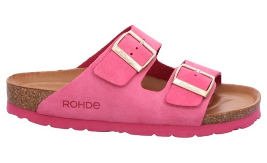 Pantolette ROHDE "Alba", Damen, Gr. 38, pink, Leder, Schuhe Pantolette, Keilabsatz, Sommerschuh, Hausschuh mit zwei Schnallenverschlüsse
