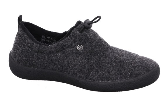Hausschuh ROHDE "OLBIA", Damen, Gr. 37, grau (anthrazit), Filz, meliert, Schuhe Hausschuh, Homeslipper, Wohlfühlschuh mit Schnellverschluss