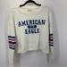 American Eagle Outfitters Sweaters | American Eagle Womens Xs Easy Crew Neck Sweater Boxy Large Spell Out Stripes | Color: Blue/Red | Size: Xs