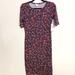 Lularoe Dresses | Lularoe Dress Julia Navy W/ Leaf & Floral Pattern Xs Bnwt Short Slv Pencil Skirt | Color: Blue/Purple | Size: Xs