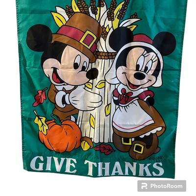 Disney Accents | Disney Mickey & Minnie Give Thanks House Flag | Color: Green/Orange | Size: Os
