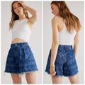 Free People Shorts | Free People We The Free Amelie Printed A-Line Denim Jean Shorts Size 28 Nwot | Color: Blue | Size: 28