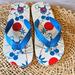 Disney Shoes | Disney Flip Flops White Blue & Red Size 1 | Color: Blue/White | Size: 1bb