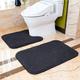 VANZAVANZU Non Slip Bath Mat Set 2 Piece Thickened Bathroom Mat Set Absorbent Ultra Soft Bath and Pedestal Toilet Mat Set Fluffy Microfiber Toilet Rug - 50 x 80cm & 50 x 60cm U Shape (Black)