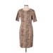 Lands' End Casual Dress - Sheath: Brown Animal Print Dresses - Women's Size 8