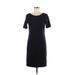 Lands' End Casual Dress - Sheath Scoop Neck Short sleeves: Purple Print Dresses - Women's Size 6