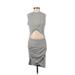 Shein Casual Dress - Mini Crew Neck Sleeveless: Gray Solid Dresses - Women's Size X-Small