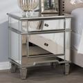 Rosdorf Park Studio Sussie Hollywood Regency Glamour Style Mirrored 2-Drawer Nightstand Wood in Brown | 26 H x 24 W x 16 D in | Wayfair