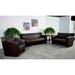 Flash Furniture Hercules Leather Soft Sofa w/ Extended Panel Arms Wood in Gray/Brown | 31.25 H x 68.5 W x 30 D in | Wayfair 222-3-BN-GG