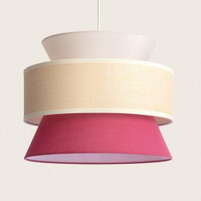 Ledkia - Pendelleuchte aus Stoff Chulu Erdbeerrot Image
